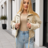 Kurtka zamszowa PLUS SIZE jasny beż