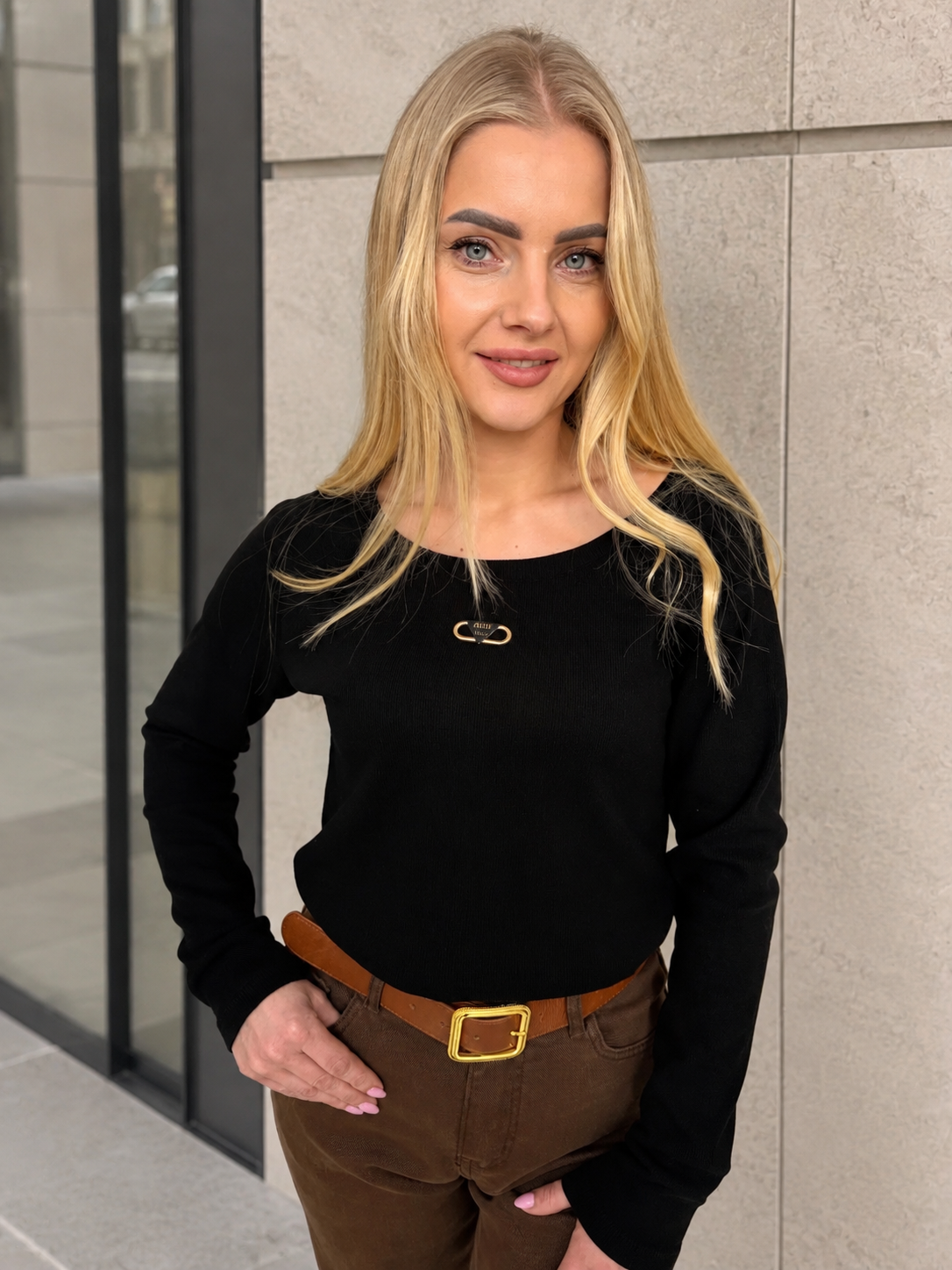 Bluzka Prążek MIU czarna