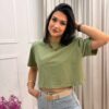Bluzka Slay NADIA z poduszkami na ramionach khaki