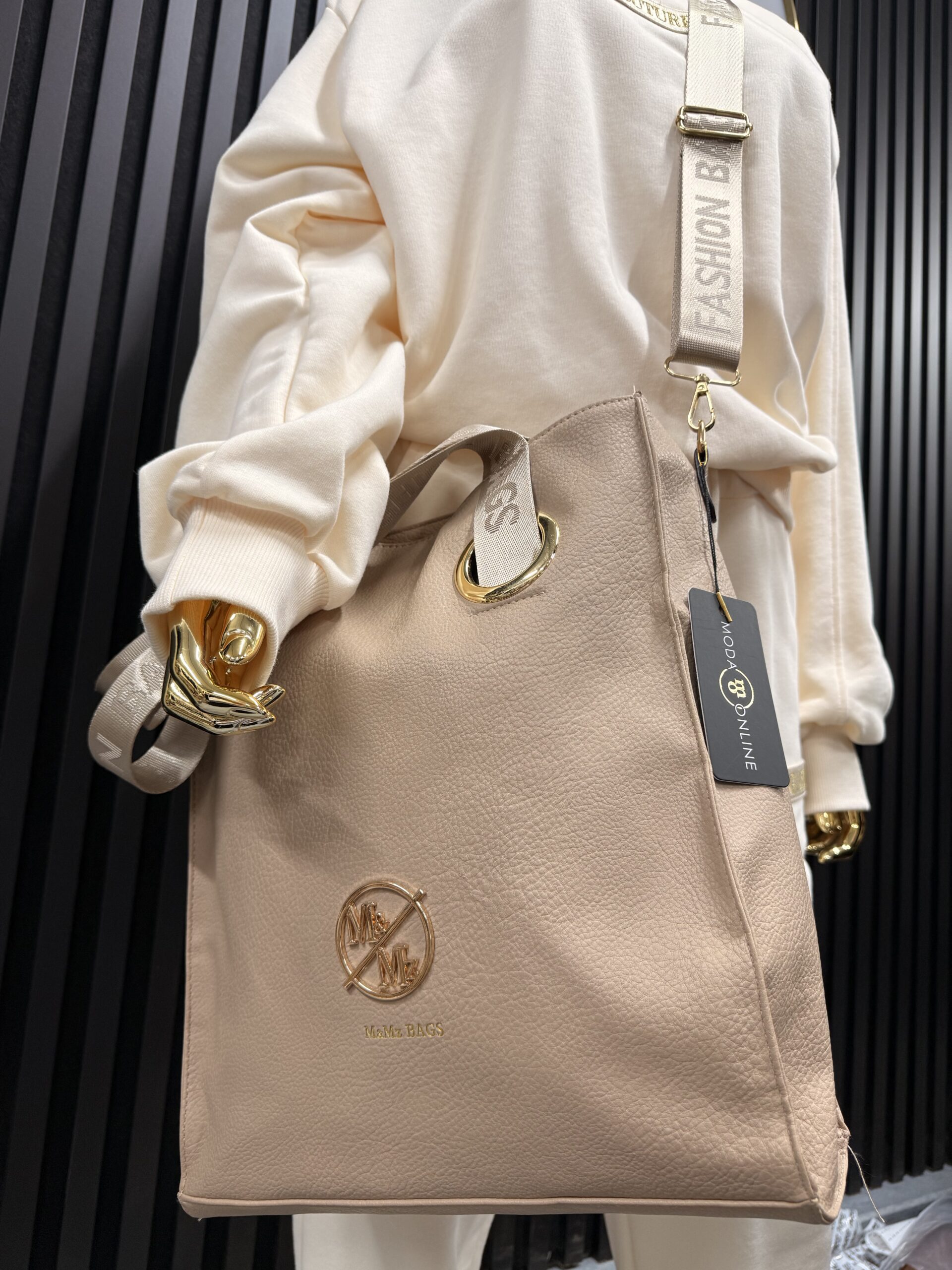 Torebka shopper M&Mz Bags beżowa