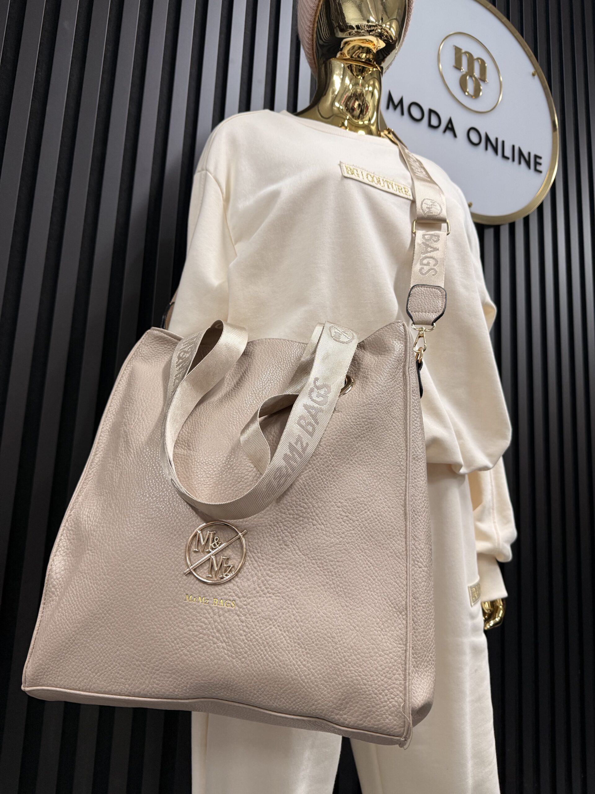 Torebka shopper M&Mz Bags jasny beż