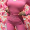 Komplet La Diva CANDY prążek różowy