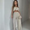 Komplet Agatha COMO SOHO spodnie + top beżowy