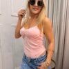 Body z marszczeniem AMANDA pudrowy róż