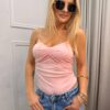 Body z marszczeniem AMANDA pudrowy róż