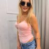 Body z marszczeniem AMANDA pudrowy róż
