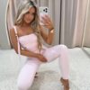 Leginsy SUSPENDERS La Monne pudrowy róż