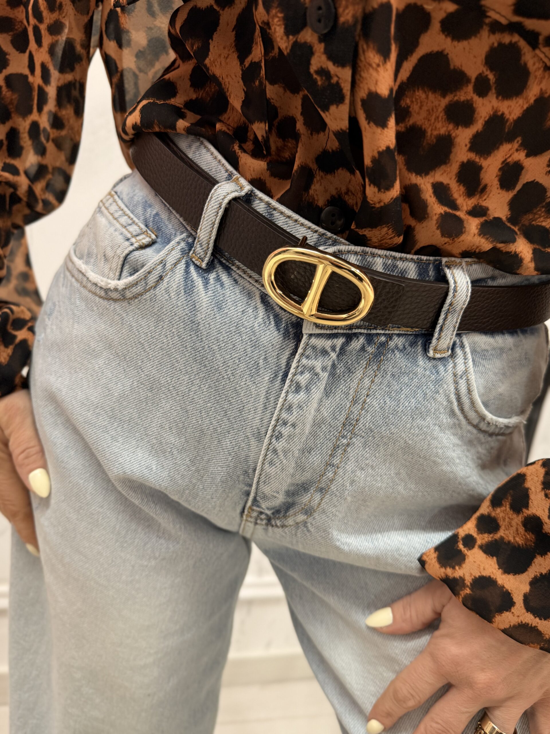 Damski pasek LEATHER gorzka czekolada