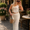 Komplet AMBER BOHO kremowy