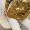 Klasyczny sweter V-GUE musztarda