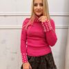 Sweter PEARLS półgolf różowy