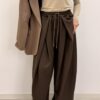 Szerokie spodnie z wiskozy WIDE LEG czekoladowe