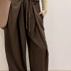 Szerokie spodnie z wiskozy WIDE LEG czekoladowe