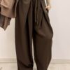 Szerokie spodnie z wiskozy WIDE LEG czekoladowe