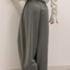 Szerokie spodnie z wiskozy WIDE LEG szare