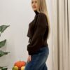 Sweter Krótki Oversize Półgolf czekoladowy