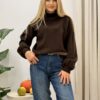 Sweter Krótki Oversize Półgolf czekoladowy