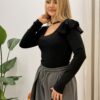 Bluzka Prążkowana CARMEN czarna