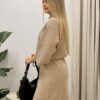 Sukienka Dzianinowa Oversize z troczkiem beżowa